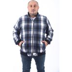 Moc Grande 22219 Indigo Büyük Beden Dik Yaka Oduncu Erkek Sweatshirt