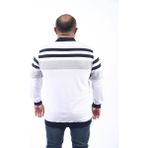 Moc Grande 22404 Beyaz Büyük Beden Polo Yaka Erkek Sweatshirt