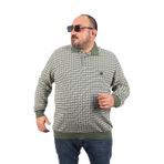Moc Grande 22714 Haki Büyük Beden Polo Yaka Erkek Sweatshirt