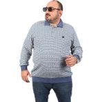 Moc Grande 22714 Indigo Büyük Beden Polo Yaka Erkek Sweatshirt