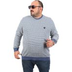 Moc Grande 22715 Indigo Büyük Beden Bisiklet Yaka Erkek Sweatshirt