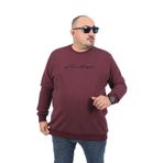 Moc Grande 22725 Bordo Büyük Beden Heritage Baskılı Erkek Sweatshirt