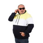 Moc Grande 22736 Sarı Büyük Beden Parçalı Kapüşonlu Erkek Sweatshirt