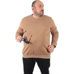 Moc Grande 22742 S.Kahverengi Büyük Beden V Design Erkek Sweatshirt