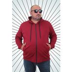 Moc Grande 22751 Bordo Kapüşonlu Fermuarlı Erkek Sweatshirt