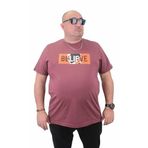 Moc Grande 23180 Be Happy Büyük Beden Sıfır Yaka Eflatun Erkek T-shirt