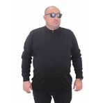 Moc Grande 23701 Siyah Polo Yaka Fermuarlı Triko Erkek Kazak