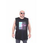 Moc Grande 25151 Beach Paradise Siyah Baskılı Kolsuz Erkek T-shirt