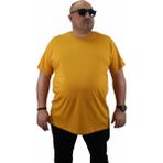 Moc Grande Büyük Beden Basic Tişört Erkek Bisiklet Yaka Kısa Kol %100 Pamuk Hardal - 5XL