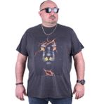 Moc Grande Büyük Beden Erkek Baskılı Tişört Lion 23138 Antrasit Melanj10 - 4 XL
