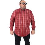 Moc Grande Büyük Beden Erkek Ekoseli Gömlek Kırmızı Uzun Kol Günlük Stil Regular Fit - 5XL