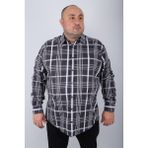 Moc Grande Büyük Beden Erkek Gömlek Siyah Regular Fit Günlük Stil Ekose Desen - 2XL