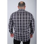 Moc Grande Büyük Beden Erkek Gömlek Siyah Uzun Kol Regular Fit Günlük Stil Çizgili - 3XL