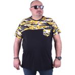 Moc Grande Camouflage Desenli Büyük Beden Erkek Tişört 23145 Hardal Kısa Kol Bisiklet Yaka - 7XL