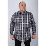 Moc Grande Erkek Gömlek Uzun Kol Siyah Regular Fit Günlük Stil 4XL Ekose Desenli