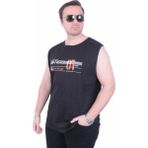 Moc Grande Mocgrande Büyük Beden Baskılı Kolsuz Tişört Run Faster 26127 Sıyah - Siyah - 4XL