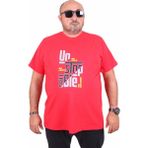 Moc Grande Mocgrande Erkek Büyük Beden Kısa Kol Sıfır Yaka Tişört Pamuk Karışımlı Günlük Stil Kırmızı - 7XL