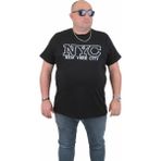 Moc Grande Mocgrande Erkek Büyük Beden Sıfır Yaka T-Shirt Nyc 24133 Sıyah - Siyah - 3XL