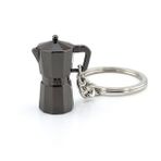 Moca Pot Şeklinde Kahve Sever Antrasit Metal Anahtarlık KC123