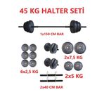 Mocca Style 45 Kg Moccadiamond 45 Kg Halter Seti Dambıl Seti Ağırlık Ve Vücut Geliştirme (80 KG PLAKA AĞIRLIĞI)