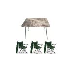 Mocca Style 60 x 80 Katlanır Mermer Masa+ 3 Adet Yeşil Rejisör, Sandalye Piknik Plaj Sandalyesi