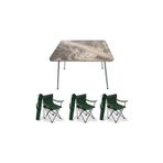 Mocca Style 60 x 80 Katlanır Mermer Masa+ 3 Adet Yeşil Rejisör, Sandalye Piknik Plaj Sandalyesi