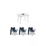 Mocca Style 60x80 Katlanır Beyaz Masa+ 3 Adet Mavi Rejisör, Sandalye Piknik Plaj Sandalyesi