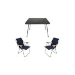 Mocca Style 60x80 Katlanır Masa + 2 Adet Lacivert - Mavi Kamp Sandalyesi Katlanır Sandalye