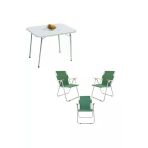 Mocca Style 60x80 Katlanır Masa + 3 Adet Yeşil Kamp Sandalyesi Katlanır Sandalye