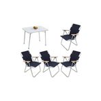 Mocca Style 60x80 Katlanır Masa + 4 Adet Lacivert- Mavi Kamp Sandalyesi Katlanır Sandalye
