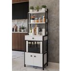 Mocca Style Beyaz Çekmeceli 2 Kapaklı Çok Amaçlı Dolap Mutfak Standı Mikrodalga Fırın Kahve Ķöşesiı