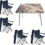 MoccaStyle 60Cm x 80Cm Katlanır Masa + 4 Adet Kamp Sandalyesi Mavi-Lacivert