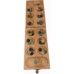 Moccotoys Ahşap Renkli Cam Taşlı Mangala 13 x 49 cm Açık Kahverengi 48 Parça Eğlenceli Oyun