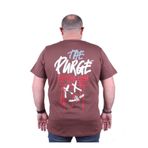 MocGrande Büyük Beden Sıfır Yaka Tişört The Purge Taba 23106