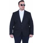 Mocgrande Erkek Büyük Beden 4 Drop Blazer Şönili Ceket 500602 Sıyah - Siyah - 58