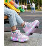 Mocno Kız Çocuk Patenli Işıklı Rahat Spor Ayakkabı & Yeni Model Tarz Patenli Kaykay Tekerlekli Sneakers Lila Pembe - Lila - Pembe - 31