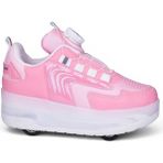Mocno Kız Çocuk Patenli Işıklı Rahat Spor Ayakkabı & Yeni Model Tarz Patenli Kaykay Tekerlekli Sneakers Lila Pembe - Pembe - Beyaz - 33
