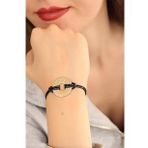 Moco Hope (Umutlu) Siyah Deri İpli Unisex Mood Bileklik