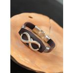 Moco Sonsuzluklu Metal Kahverengi Deri Erkek Bileklik