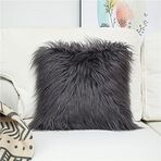 MOCOFO Ev Dekoru Peluş Kırlent Kılıfı Basit Düz Renk Koltuk Minderi Kılıfı Görünmez Fermuarlı (40x40 cm, Gri)