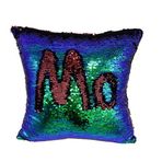 MOCOFO İki Renkli Parıltılı Pullu Yastık Kılıfı Kapakları Sihirli Ters Çevrilebilir Pullu Deniz Kızı Yastıklar Kırlent Kılıfı 16x16 cm (Yeşil mavi Kırmızı)