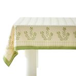 MOCOFO Masa Örtüsü İskandinav Tarzı Çiçekli Jakarlı - Oturma Odası ve Restoran için Dekoratif Masa Örtüsü (Yeşil Daffodil, 140 x 100 cm)