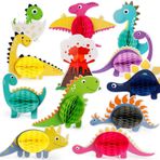 Mocoosy 12 adet dinozor parti bal peteği topu dekorasyonları, dinozor petek hayvanlar, masa dekorasyonu için orta parçalar, dinozor merkezi parçası, çocuklar için masa başlığı, doğum günü, bebek duşu,