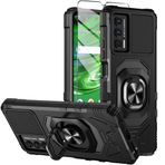 Mocotto Kriket Outlast Kılıfı için, Temperli Cam Ekran Koruyuculu Att Jetmore Kasa, Halka Kickstand, Askeri Sınıf Ağır Hizmet Darbelere Dayanıklı Koruyucu Outlast Kapak (Siyah)