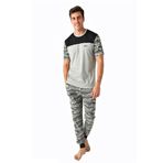 Mod Collection Kamuflaj Paçası Lastikli Erkek Pijama Takım Siyah S