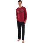 Mod Collection Patlı Yaka Pamuklu Erkek Pijama Takım Bordo L