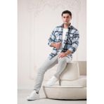 Mod Time Slimfit Çift Cepli Ekoseli Pamuklu Kalın Erkek Oduncu Gömlek - Mavi