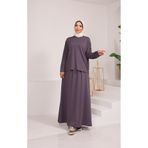 MODA 8912 KRİSTAL PENYE KUMAŞ BLUZ ETEKLİ TAKIM GRİ