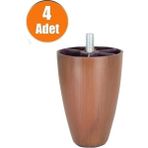 Moda Adalya Armut 10 cm Mobilya Baza Koltuk Puf Silindir Ayak Kanepe Ayağı Ceviz Ince Diş M8 (4 Adet)