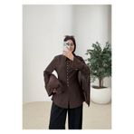 MODA AKSA MİNİK DÜĞME GÖMLEK KAHVE